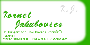 kornel jakubovics business card